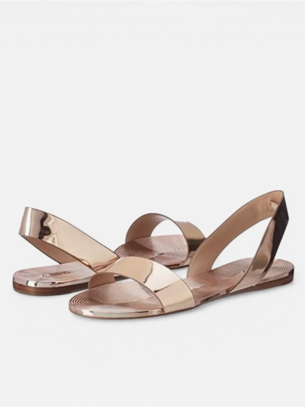 Aldo Yoana Women’s Flat Open Toe Metallic Rose Gold Sandals Slip On Size 5
